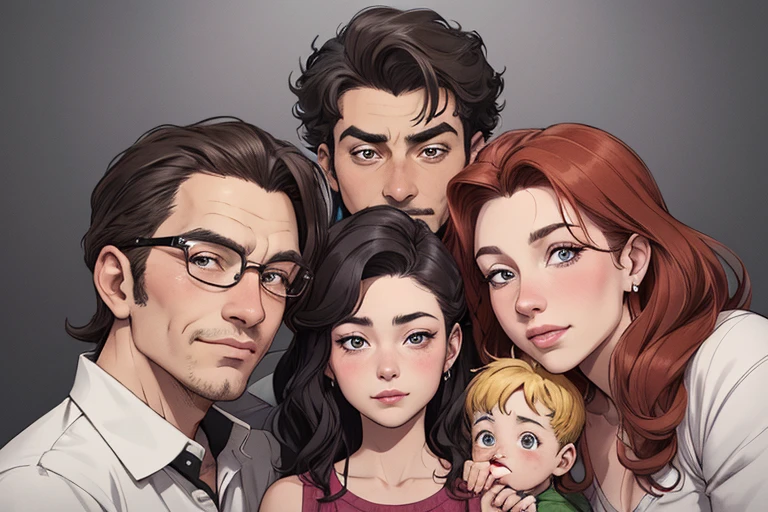 um close up de um desenho animado de um grupo de pessoas, retrato de family, by Cesar Andrade Faini, por Olivia De Berardini, caricatura, em estilo cartoon, retrato de alta qualidade, by Camilo Egas, por Samuel Silva, retrato nft, por Rosa Henriques, in digital illustration style, retrato colorido, by Felipe Seadethere are many people together in a group, retrato nft, a grupo de pessoas, grupo de pessoas, family, by Matteo Pérez, family portrait, por Barron Storey, camaradagem, por Brian Thomas, retrato de grupo, por Sam Dillemans, high resolution, por Luis Molinari, diversas idades, Satoshi, Pessoas bonitas
