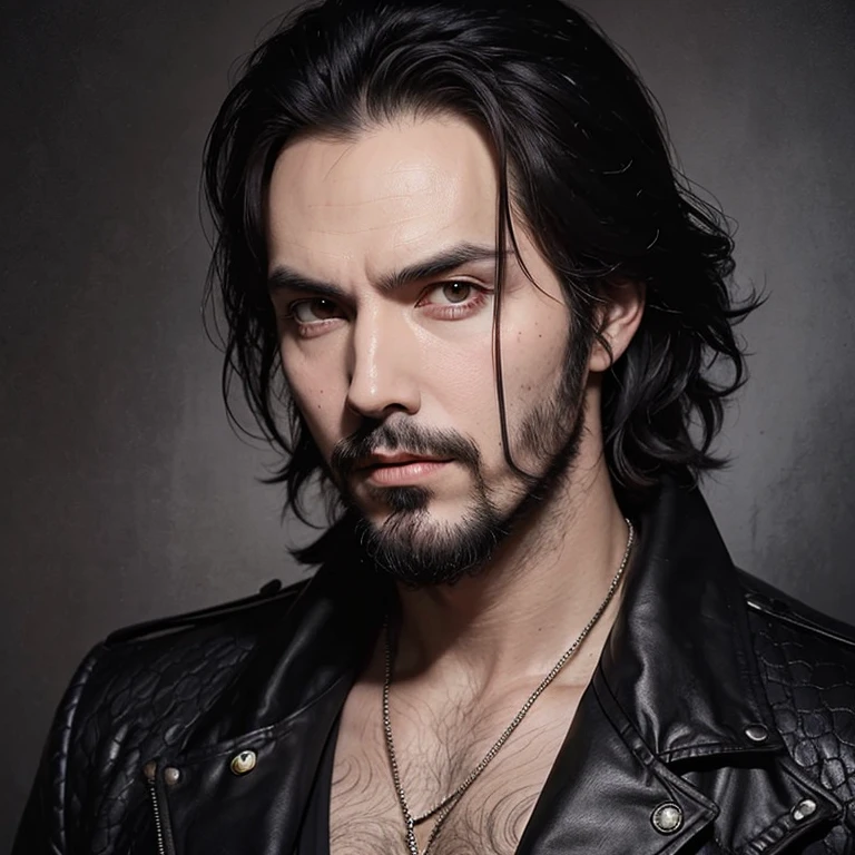 Oil portrait of the musician Aurelio Voltaire with horror theme