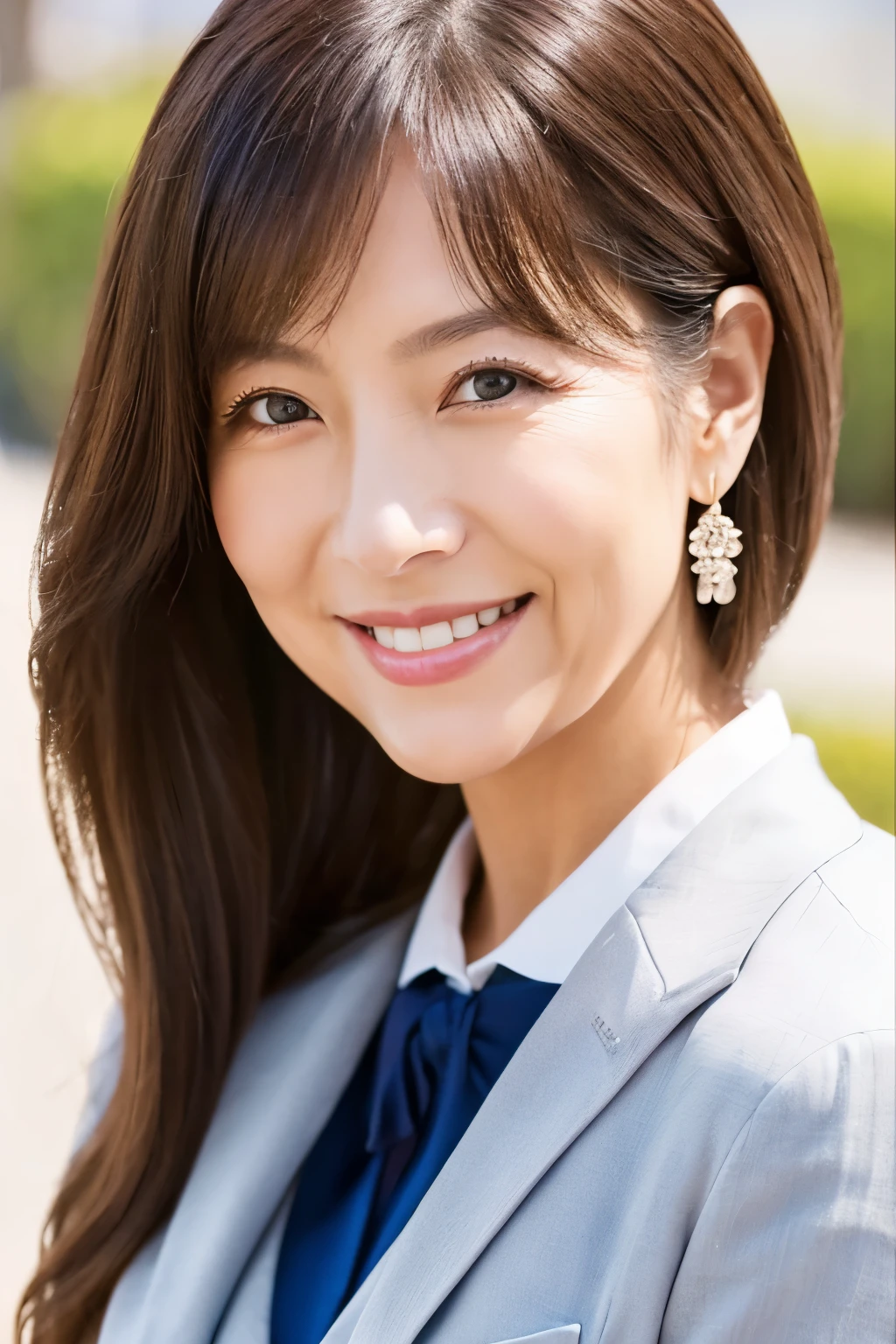 ６7 years old、smile、beautiful、high class clothes, classy、Shining eyes、stare、

