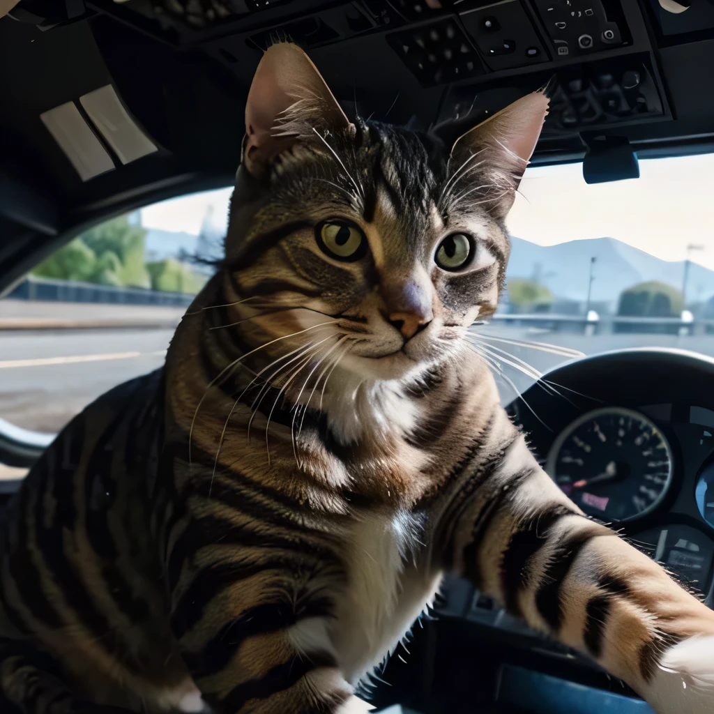 TOP quality,8K, masterpiece, (realistic:1.2), (cat:1.2), (cockpit:1.3),