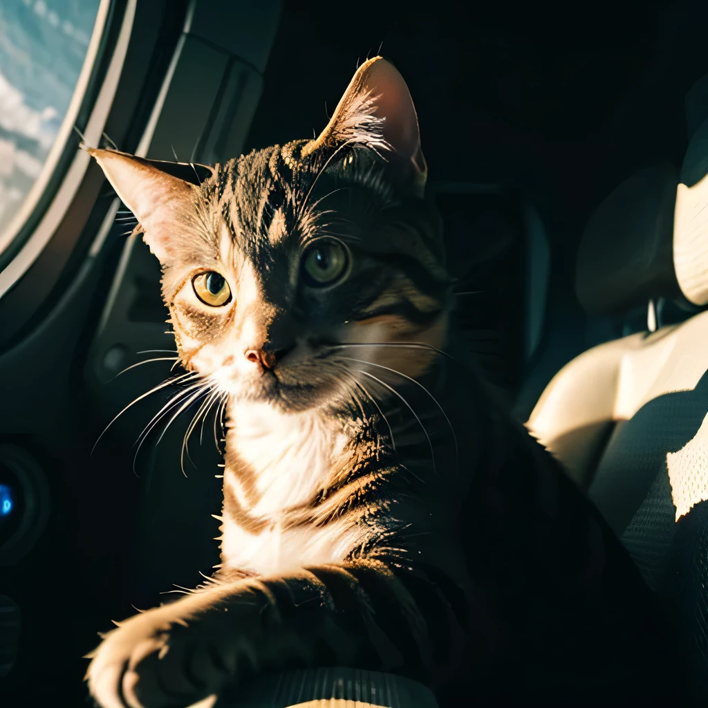 TOP quality,8K, masterpiece, (realistic:1.2), (cat:1.2), (space:1.3),