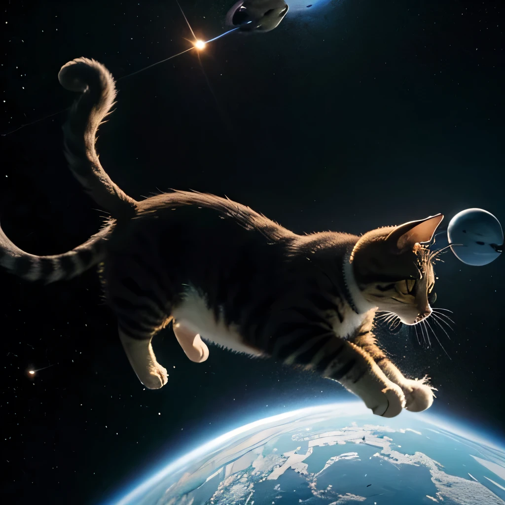 TOP quality,8K, masterpiece, (realistic:1.2), (cat:1.2), (space:1.3),
