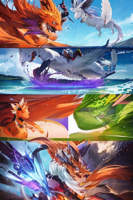 animal illustrations,mixed species,different kinds of animals,various species,diverse animals,digimon evolution，Ultimate Evolution，perfect body，ultimate body，horse，There is personification，digimon evolution，Ultimate Evolution，perfect body，ultimate body，UFO，有horse，There is personification