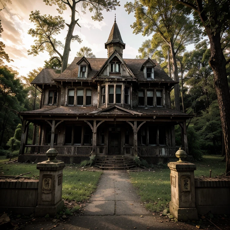 In the quaint town of Oakwood, nestled deep within the forest, there stood an old, abandoned mansion. Locals whispered tales of its dark history, claiming it was haunted by the spirits of those who once dwelled within its walls.