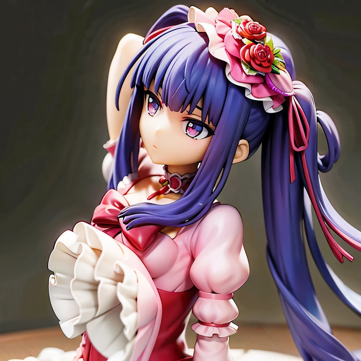 furudo erika figure standing by the window, figurine pink dress
