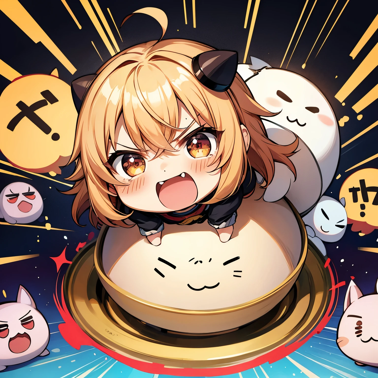 chibi, best quality, masterpiece, angry and puffy chibi, super deformed