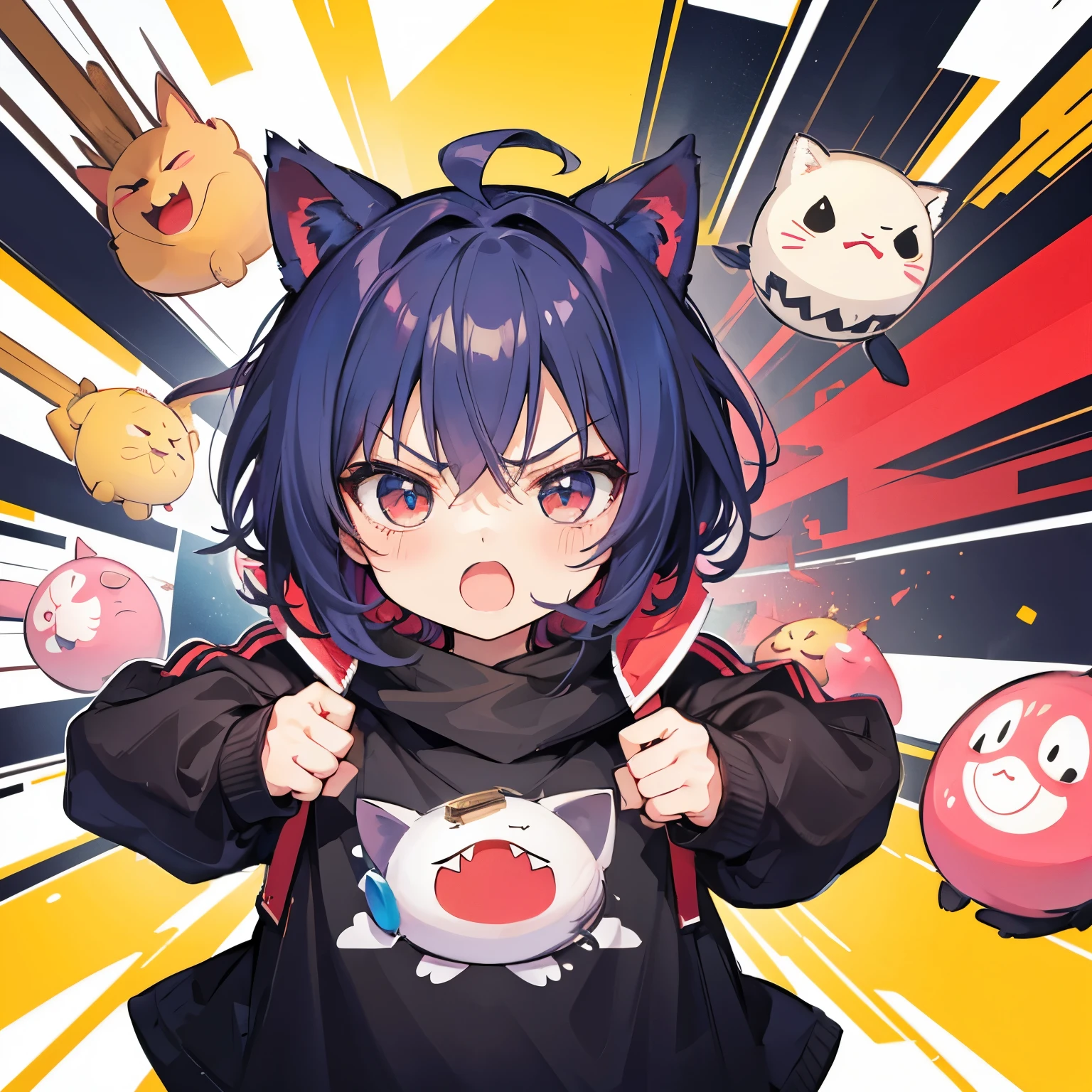 chibi, best quality, masterpiece, angry and puffy chibi, super deformed