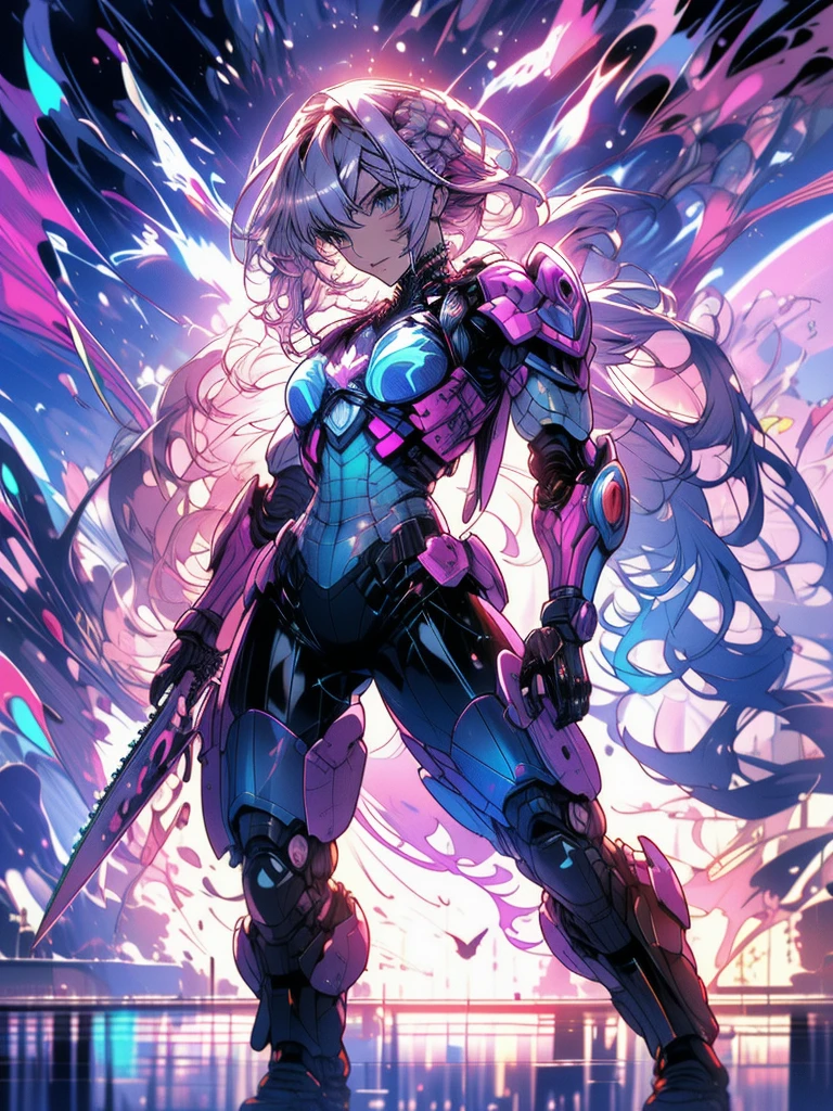gwenpool, ((assassin style)),((Doragon)),water world,Colosseum,saibe,tattoo,no clothes,Savage,small bust,robot hand,Shoulder-length messy hair, no clothes,Detailed beautiful face,Delicate and beautiful eyes,shield,happy, mail, Super fine skin,Beautiful slim style anime girl, Super detailed painting, Luminism, Concept art by Carne Griffiths and Wadim Kashin, 4K resolution, Fractal isometric detail bioluminescence , 3D rendering, octane rendering, complexly detailed , ish, Trending isometric center hyperrealistic cover photo awesome full color on artstation, Hand Painted , Gritty, Realistic Mucha , complex, Hit definition , ish,rough sketch, Thick lines, on the paper, (saiber punk:1.4), frills,lace,frills,lace,frills,lace
BREAK
((Cool oversized chainsaw in hand)), ((Super large cool weapon machine)),open stance, Action pose,
White background,simple background,Wide-angle lens