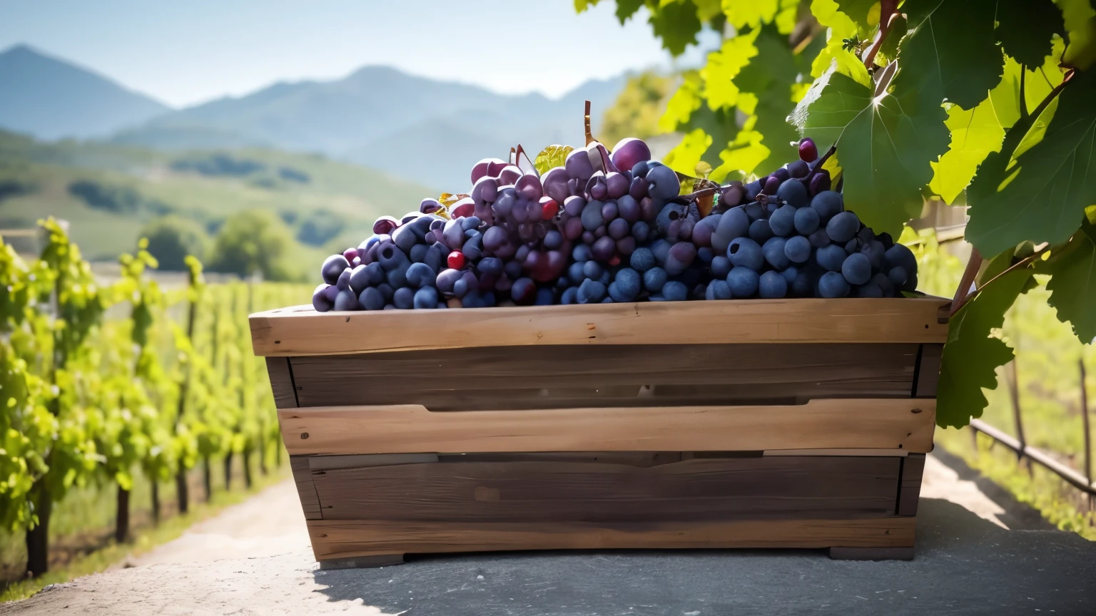 High definition photoerlot Winery、Vineyards、4K quality、Bright sunlight、Grapes close up