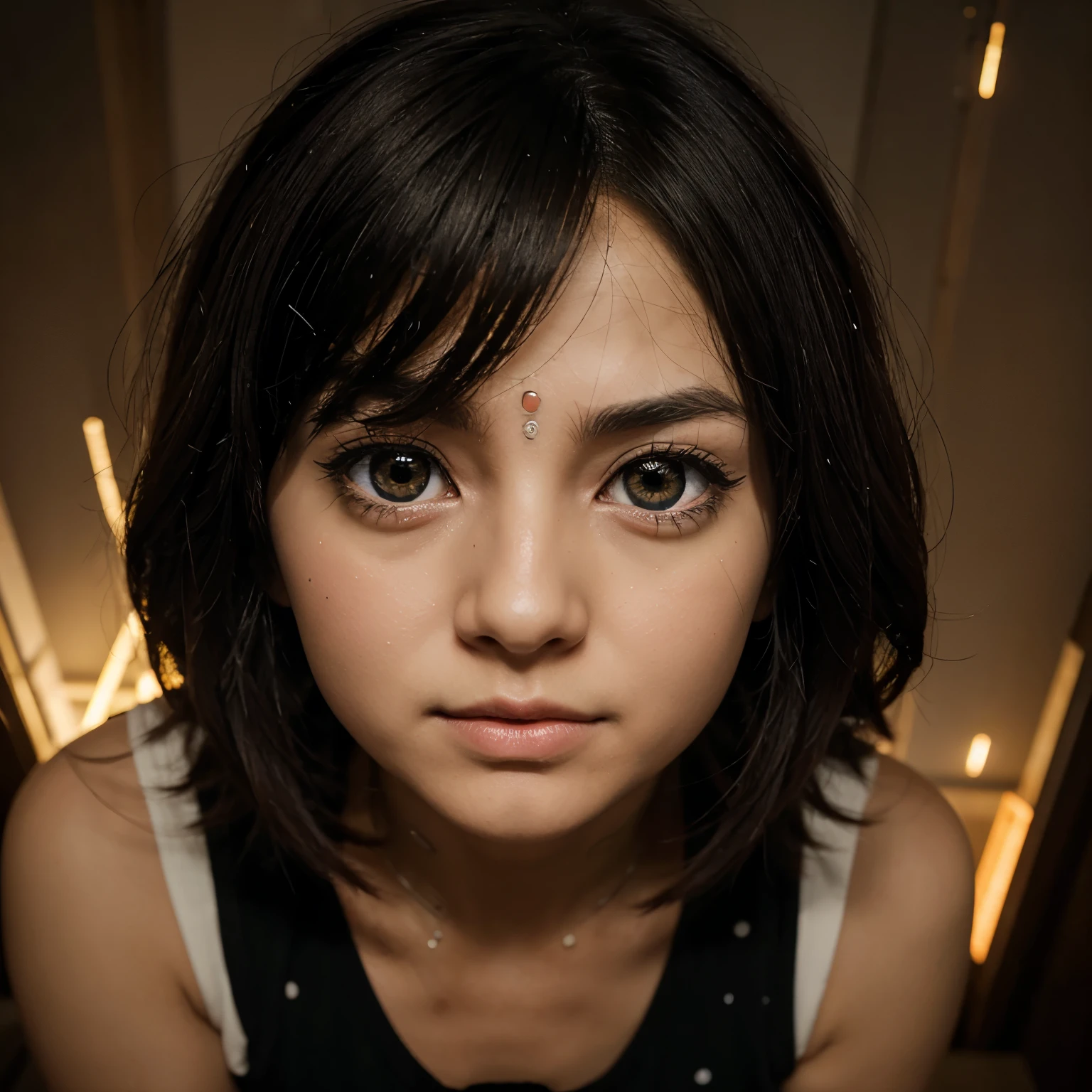 anime create a sharingam eye in the eye would appear as a pattern of spirals with small glowing dots, representing possible timelines