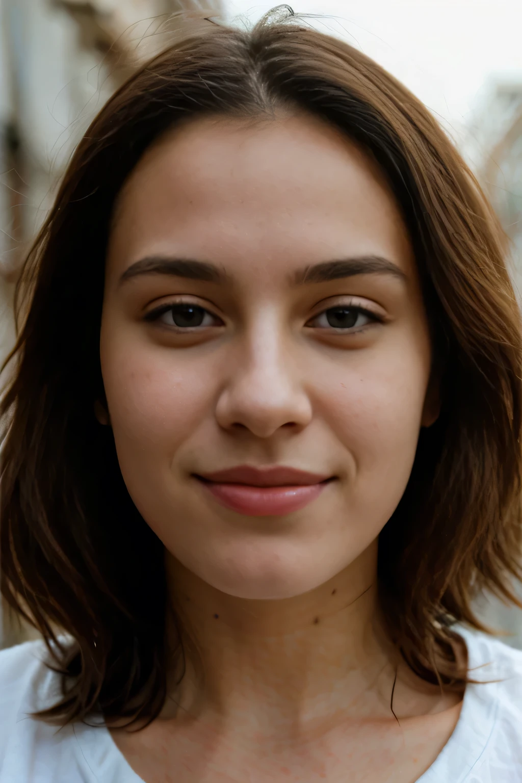 RAW photo, extreme closeup of a 26-year-old beautiful woman with a cute face, wearing casual clothes, close up of the face, direct view, happy face, hard shadows, cinematic shot, dramatic lighting