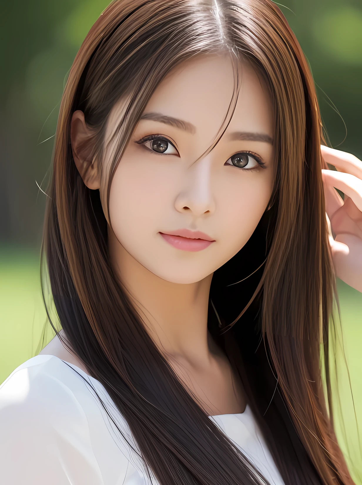 Shiny Hair, No makeup, masterpiece, Realistic, highest quality, High resolution, Shining Eyes,Eyebrows far apart 0.5, chuckle, Japanese Idols, 