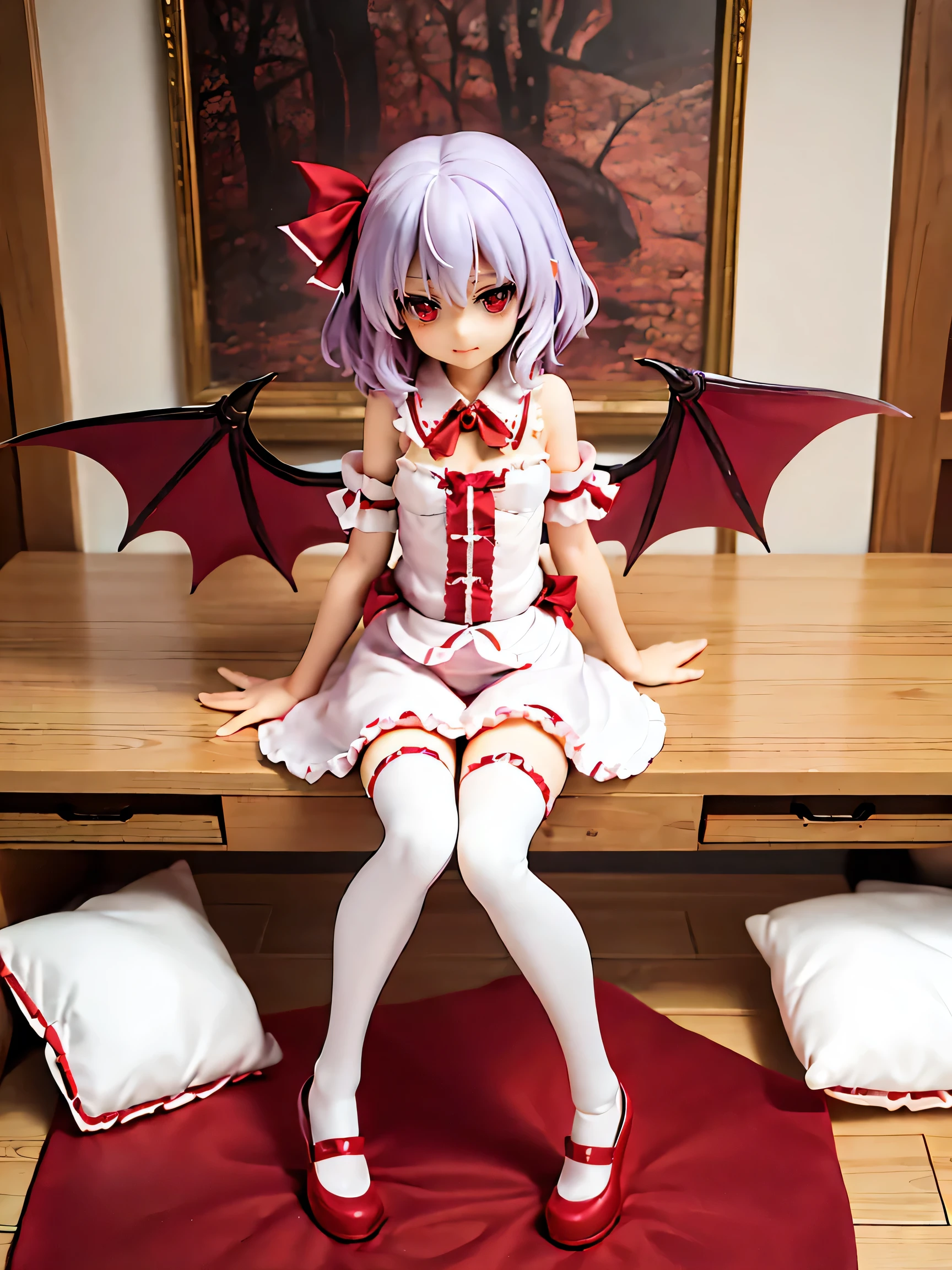 Remilia Scarlet、Touhou Project、White Knee Highs、Drawers、Crouch、lovely、slender