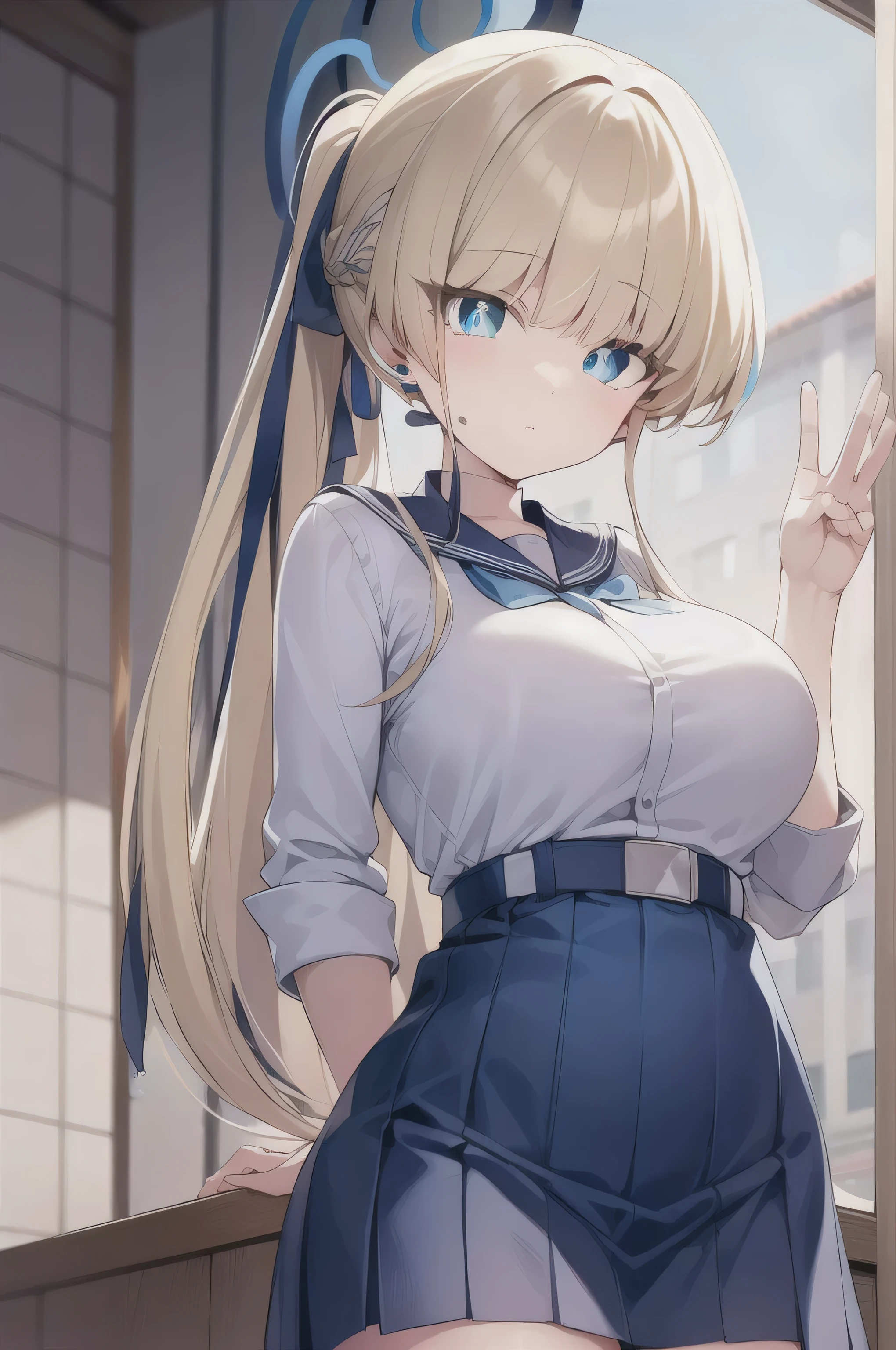 blond hair, long hair, Ponytail, (blue eyes:1.5), (Large Breasts:1.2),
rest miniskirt, skirt, Sailor Suit, Setofuku,
rest looking at viewer,
rest indoors, bathhouse,
rest (masterpiece:1.2), best quality, high resolution, Unity 8k Wallpaper, (illustration:0.8), (Beautiful and delicate eyes:1.6), Extremely detailed face, Perfect lighting, Extremely detailed CG, (Perfect hands, Perfect anatomical structure),