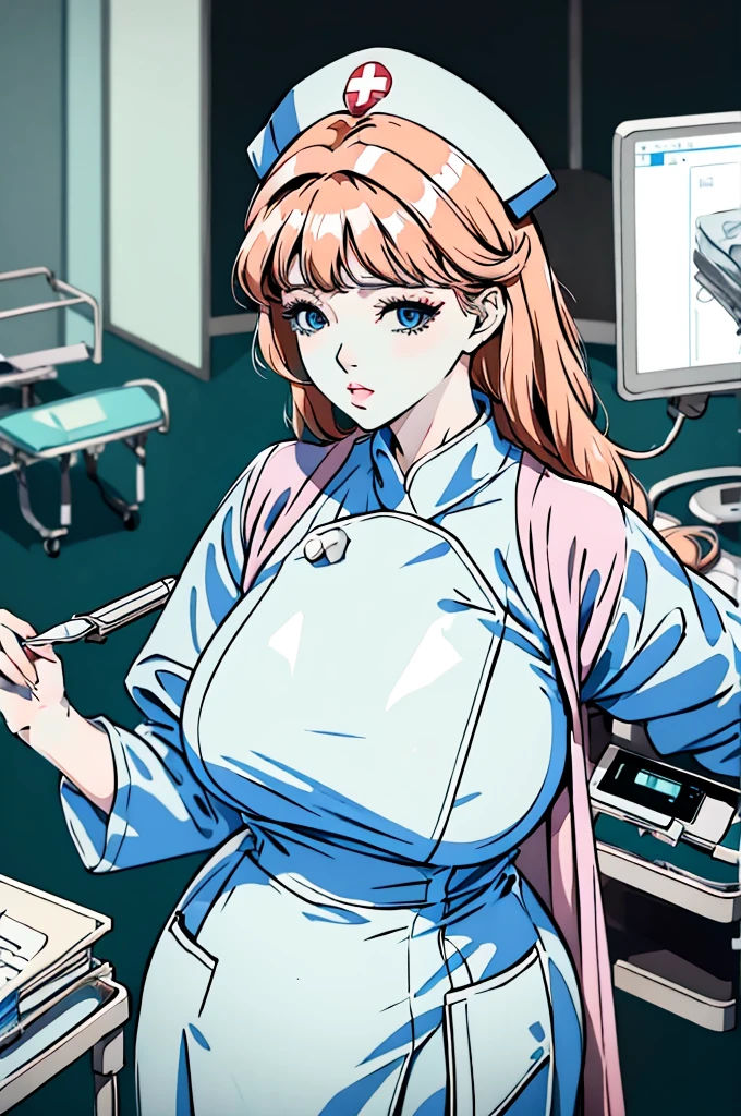 nurse uniform,hospital,  nurse suit,nurses,busty,elbow gloves,labcoat,blonde hair woman,red eyes , gigantic ,medical instruments,asian nurse,two nurses,,examination room,oversize ,big ass ,, lay on table ,legs spreaded,giving birth,gyno chair , dentist,,,black uniform,oversize breasts