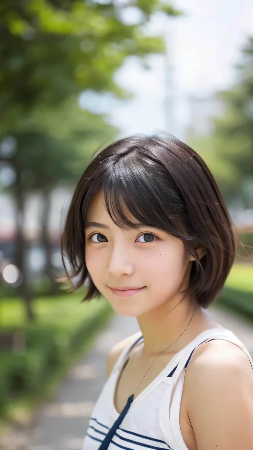 Female student　Japanese　very cute　Natural feel　boyish　16 years old　Shortcuts