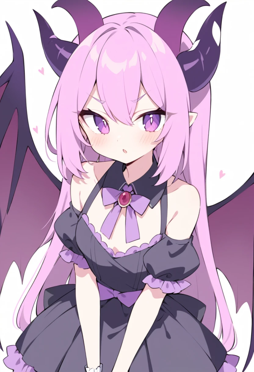 Complete Vampirewings Peeled purple simple style color Demon girl hay horns anime 2d hair purple-pink small eyes Boku no hero posecompleta tail Boku no hero costume Boku no hero style with adult appearance 