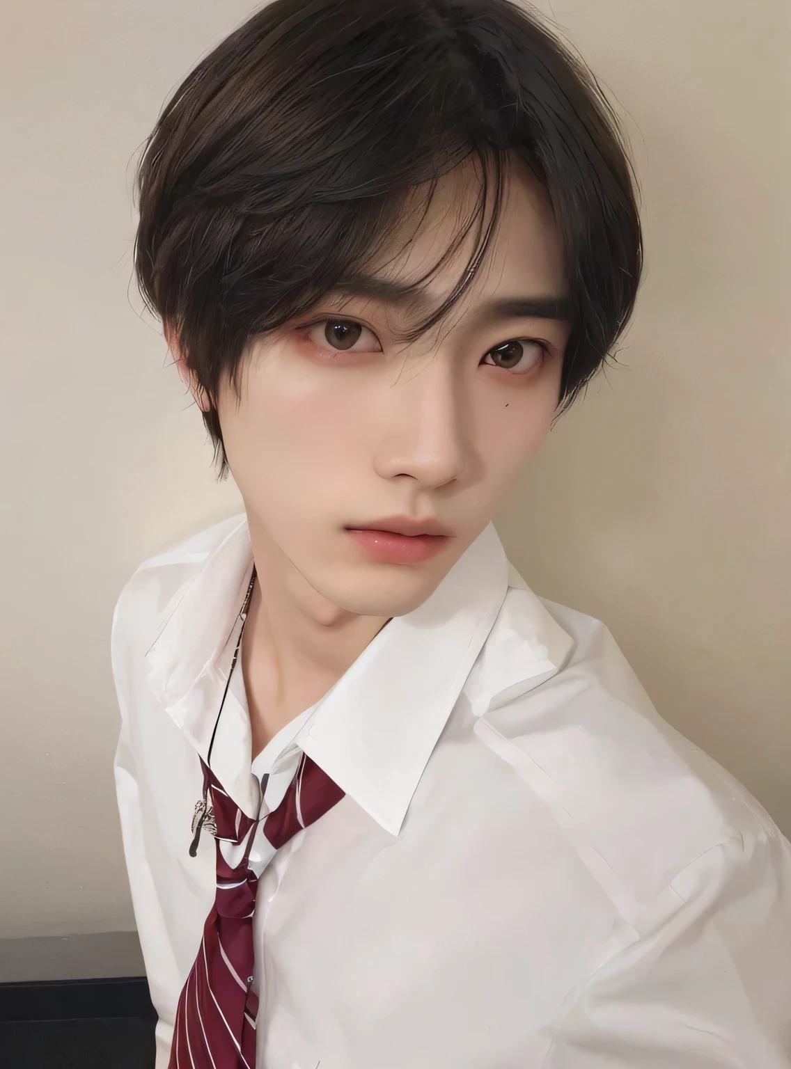 Hay un hombre con corbata y una camisa blanca, cai xukun, jinyoung shin, kim doyoung, beautiful androgynous prince, delicate androgynous prince, sakimichan, Jung Jaehyun, con pelo corto, hyung tae, kousuke oono, ishida sui, hsiao-ron, toru furuya