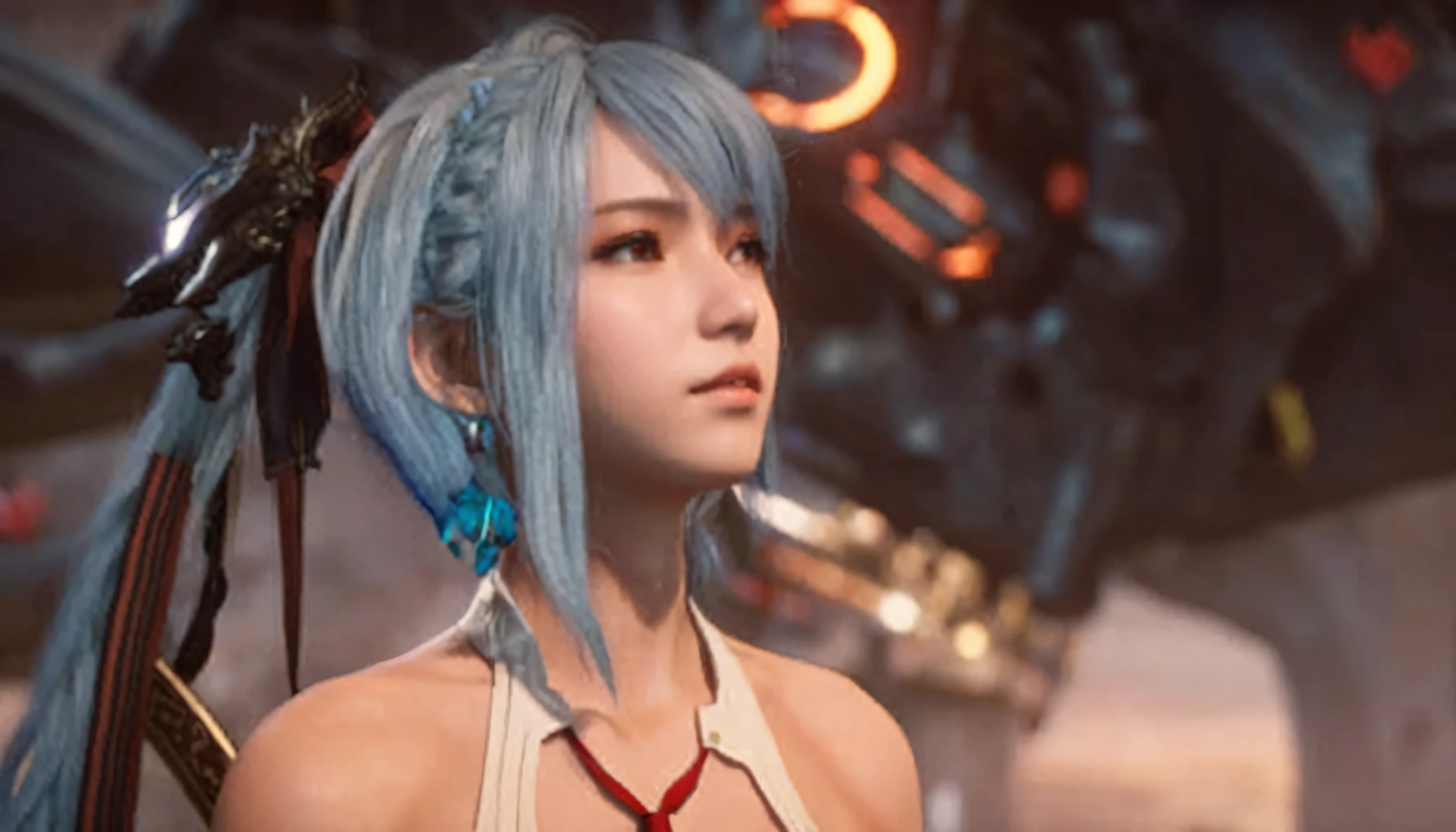 a close up of a person with blue hair and a red tie, 8k portrait render, from final fantasy, ultra realistic 8k octan photo, style of final + fantasy + 1 5, 8k octae render photo, extremely detailed + 8k, 8k octan photo, final fantasy character, final fantasy 14 style, style game square enix