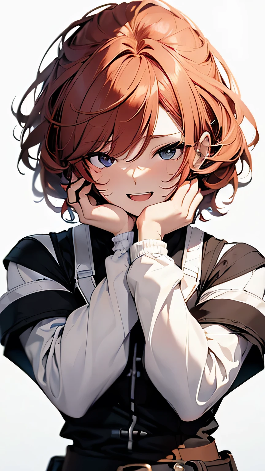 (((Pure white wall background)))、Bust Shot、Upper Body Shot(((Oil、masterpiece、highest quality、High resolution、)))Redhead、Sweaty muscles、(((Pure white background)))、Medium Hair、Laughter、(((I'Wearing a soccer uniform、Blue and white uniform)))、(((I'I have my hands on my hips、I'Pull your hair up)))、