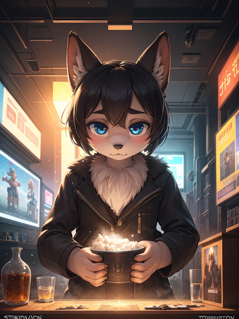 Unrealistic Perspective , dynamic angle , rule of thirds Layout , Bokeh , dynamic action , realistic hairy fur , round face , moist round eyes , Swollen cheeks , hair ties , Short stature , accidents , Happenings , sensational , highest quality, masterpiece, Symmetrical and highly detailed eyes, girl, Highly detailed background, trend (Art Station:1.46), Surreal, Cinema Lighting, Studio Quality, 8K resolution, masterpiece, Tristan Eaton、Stanley Artgarm、Tom Bagshaw , Imagine dividing the screen into nine equal parts by drawing two equally spaced horizontal and two vertical lines, and place important elements of the composition on those lines or at the intersections of the lines
