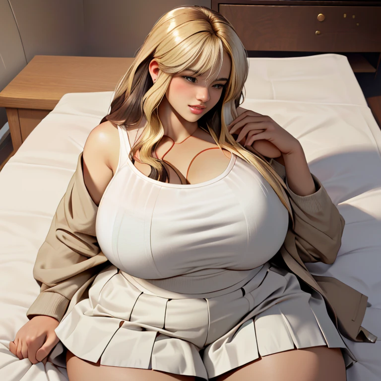 female、1 male、(european:1.2)、(blonde)、(Super beautiful)、(beautiful face:1.5)、30 year old womanl、gray blazer、(short skirt)、white shirt、large bedroom inside mansion (A single black man laying on his back, in-bed wearing shorts, in-center of composition) A diverse group of five young adult Americans, representing different ethnicities and characteristics, wearing yoga-pants and tank-tops, displays their unique beauty with perfect bodies, large breasts, wide thicc-hips, Among them, there are blonde young adult girls with auburn hair, emanating an air of natural elegance. Brown young adult girls with silky locks and a captivating sheen show off their exotic beauty. Also present are black young adult girls with stunning curly hair, highlighting their authenticity and cultural pride, (the women surround a singular BLACK MAN with short-hair, from all sides) (in a bed) the women kiss the singular Black Man, touch the singular Black man, masterpiece, high details, high quality, best quality.