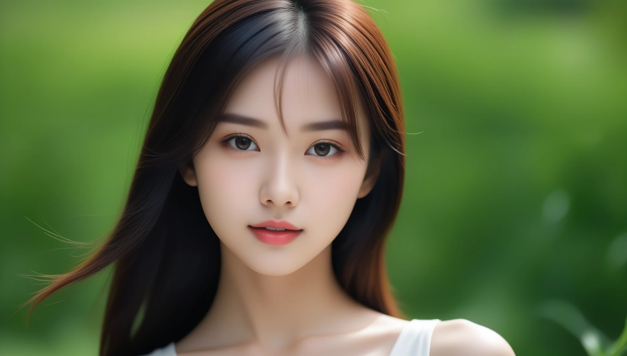 8k, 超High resolution, highest quality, masterpiece, Surreal, photograph, 1 girl, (16 years old:1.3), pretty girl, Cute Face, Beautiful eyes in every detail, 細かくdetailedに,masterpiece,Japan Female Announcer, Green grassland,With a brave look, Behind her, a green forest spreads out、Beyond that, Mountains in the distance々stands tall、((Anatomically correct)),((Good composition)), ((Good perspective)),((masterpiece)), ( ( detailed outline)),((extremely detailed)),((Digital Art)), ((well-proportioned body)), High resolution, High resolution, Full definition, Full resolution, detailed face, 4K,High resolution, sharp,perfection,depth,with depth,Sharp focus,Depth of Field Dynamic Pose、 Sexy pose、See through 、Looking at the audience、beauty,Long neck、Laugh a little、Please close your mouth and laugh、(((Ideal body type))),A-cup small breasts :2,、Portraiture:2、perfectionな解剖学、鮮明なdetailed、detailed、Surreal、Light and shadow,Strong light,Fashion magazine cover,Thin lips