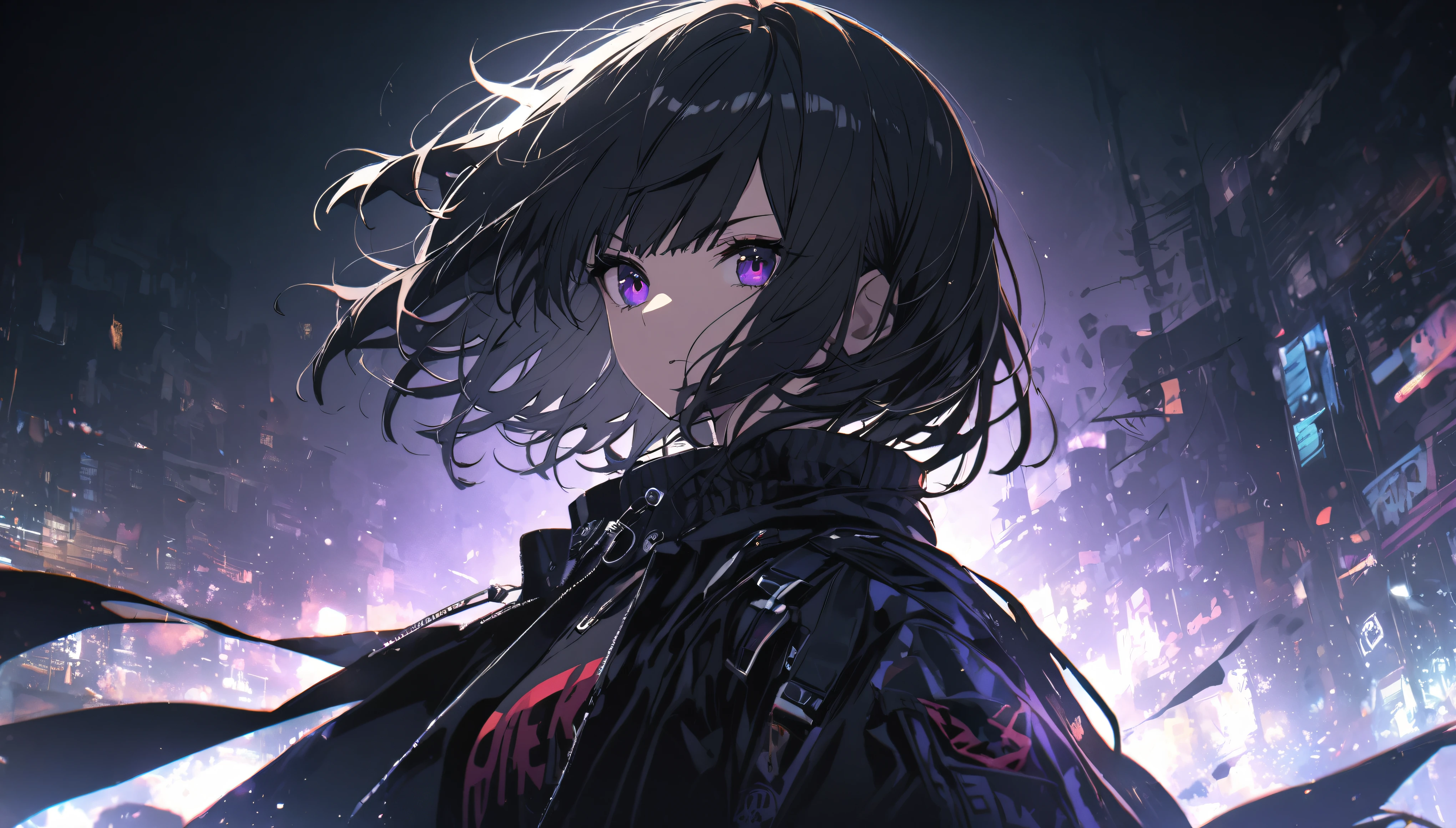 girl,cool, 1 person, Dark atmosphere, Bright stylish background, Dark atmosphere