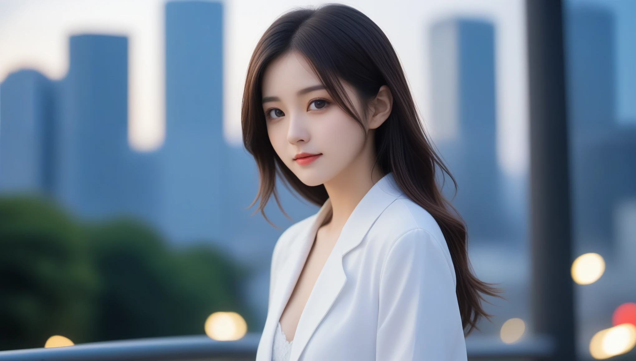 8k, Ultra-high resolution, highest quality, masterpiece, Surreal, photograph, 1 girl, (20-year-old:1.3), pretty girl, Cute Face, 細部まで美しいeye, 細かくdetailedに,masterpiece,Japan Female Announcer, 街に立っている短いskirtとwhiteいshirtを着た女性、1 girl, black_skirt, architecture, city, cityscape, hair_between_eye, Jacket, Looking_are present_audience, blackhairの団子ヘアー, night, Leave_shoulder, Outdoor, pleare presented_skirt, road, shirt, skirt, skyscraper, smile, alone_concentrated, street, white_shirt、Dynamic pose、 Sexy pose、See through 、audienceを見て、beauty,Long neck、Laugh a little、Please close your mouth and laugh、(((Ideal body type))),A-cup small breasts :2,Perfect Anatomy、鮮明なdetailed、detailed、Surreal、Light and shadow,Strong light,Fashion magazine cover,Thin lips