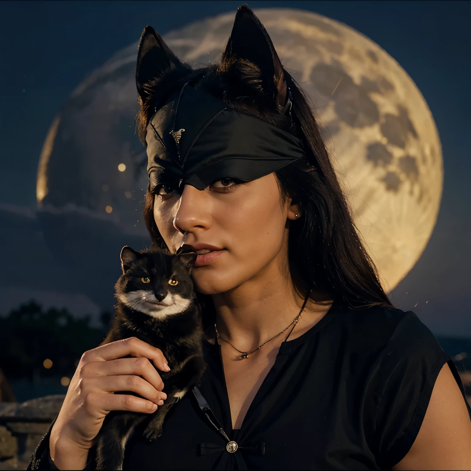 Zorro (animal) viendo Luna menguante