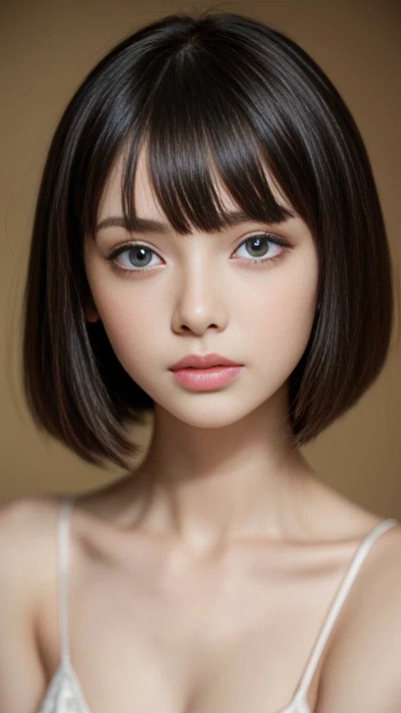 (((masterpiece, highest quality, Super detailed))), 1 female, (((very thin body))) , (((length, thin legs))), (((black short hair, thick and fluffy bangs ))), (((highly detailed face))), cosmetics free, small, thin nose, small thin mouth, (((Very sharp focused eyes))),  Japanese,  beautiful face, (lifelike face),  beautiful hairstyle, realistic eyes, fine and beautiful eyes, (real looking skin), beautiful skin, charm, Photo shoot that recreates Tim Burton&#39;How the world sees it、The mysterious bunny girl style is also one of the highlights..。Victorian pink bunny girl style、Rabbit ears headband,Design using Gothic elements&#39;You can also create spooky and unique hairstyles....。High resolution、Capture every detail clearly、,、Use a bright and vibrant color palette。As background:、Carefully selected mysterious and fantastical cityscapes and locations that appear in the work..、Image created in collaboration with Tim Burton&#39;Distinctive dark shadows and strange details。.。sculpture installation