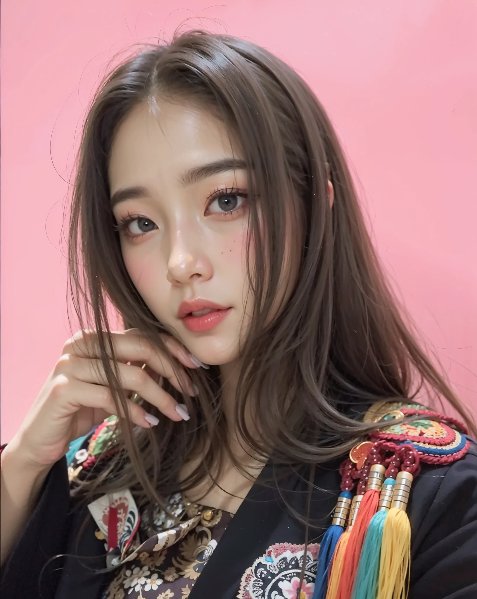Hay una mujer que posa para una foto, hermosa joven coreana, fondo rosa, blusa negra, jisoo de blackpink, joven y adorable rostro coreano, hermosa joven coreana, hermosa mujer surcoreana, Young cute pale asian face, preciosa cara delicada, muchacha coreana, preciosa modelo china, pale korean adorable face, maquillaje popular de corea del sur, ulzzang, maquillaje coreano popular