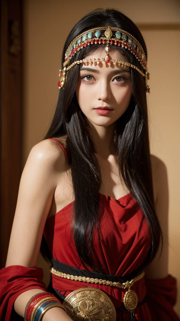 antiquity,Beauty,Mug shot,Positive face,cool,SA,Headdress,Black and Red