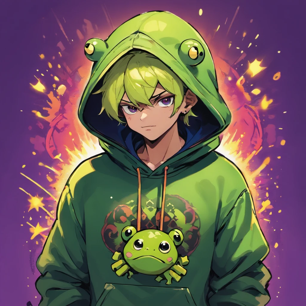 The prince wears a hoodie with a frog pattern.