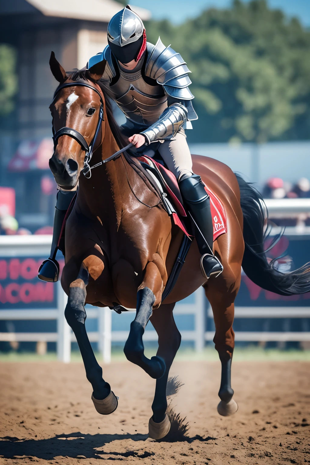 （8K quality）There is a masked man in armor riding a horse，Horse is running and jumping，3d,Game texture，Depth of Field 1200px