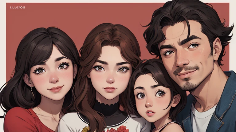 um close up de um desenho animado de um grupo de pessoas, retrato de family, by Cesar Andrade Faini, por Olivia De Berardini, desenho animado, em estilo cartoon, retrato de alta qualidade, by Camilo Egas, por Samuel Silva, Retrato NFT, por Rosa Henriques, in digital illustration style, retrato colorido, por Felipe Seade tem muita gente junta em um grupo, Retrato NFT, a grupo de pessoas, grupo de pessoas, family, by Matteo Pérez, family portrait, por Barron Storey, camaradagem, Direction: Brian Thomas, retrato de grupo, por Sam Dillemans, high resolution, por Luis Molinari, diversas idades, Satoshi, Pessoas bonitas