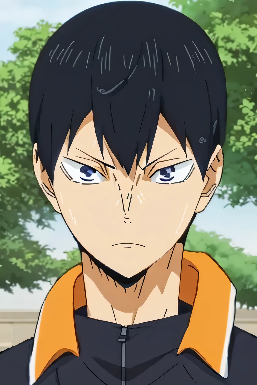 shouting kageyama tobio, facing front, angry face