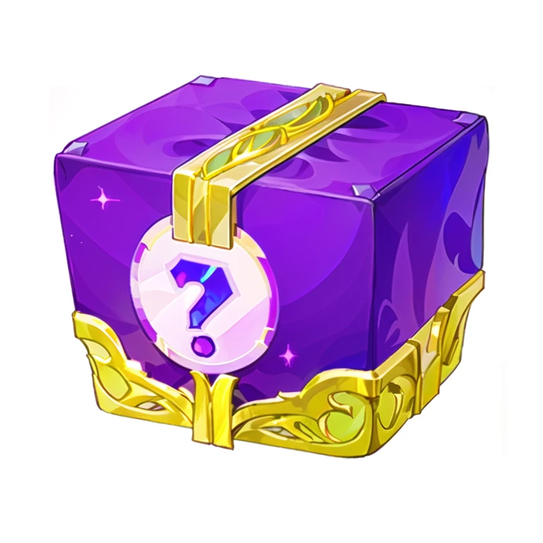 Purple and gift box with question mark, Loot boxes, unknown, front of the treasure box, surprise, mystery!, Game Icon asset, Cute logo, surprise me, Unopened, looking at the treasure box, Game Icon, Object Art, Some purple, video game item, cunning, Magic Items, mystery code, mystery, detailed picture, toy package