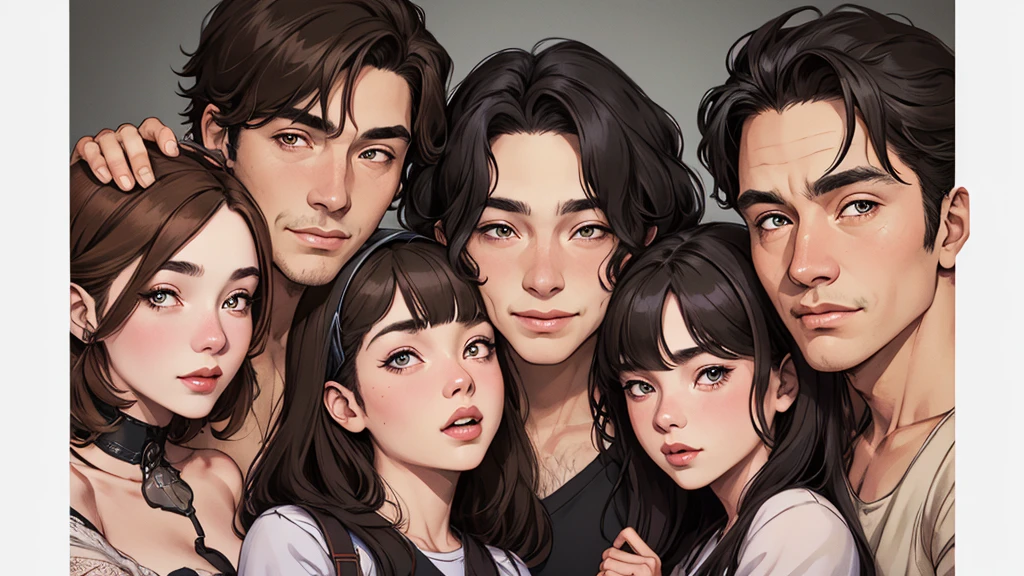 um close up de um desenho animado de um grupo de pessoas, retrato de family, by Cesar Andrade Faini, por Olivia De Berardini, desenho animado, em estilo cartoon, retrato de alta qualidade, by Camilo Egas, por Samuel Silva, Retrato NFT, por Rosa Henriques, in digital illustration style, retrato colorido, por Felipe Seade tem muita gente junta em um grupo, Retrato NFT, a grupo de pessoas, grupo de pessoas, family, by Matteo Pérez, family portrait, por Barron Storey, camaradagem, Direction: Brian Thomas, retrato de grupo, por Sam Dillemans, high resolution, por Luis Molinari, diversas idades, Satoshi, Pessoas bonitas
