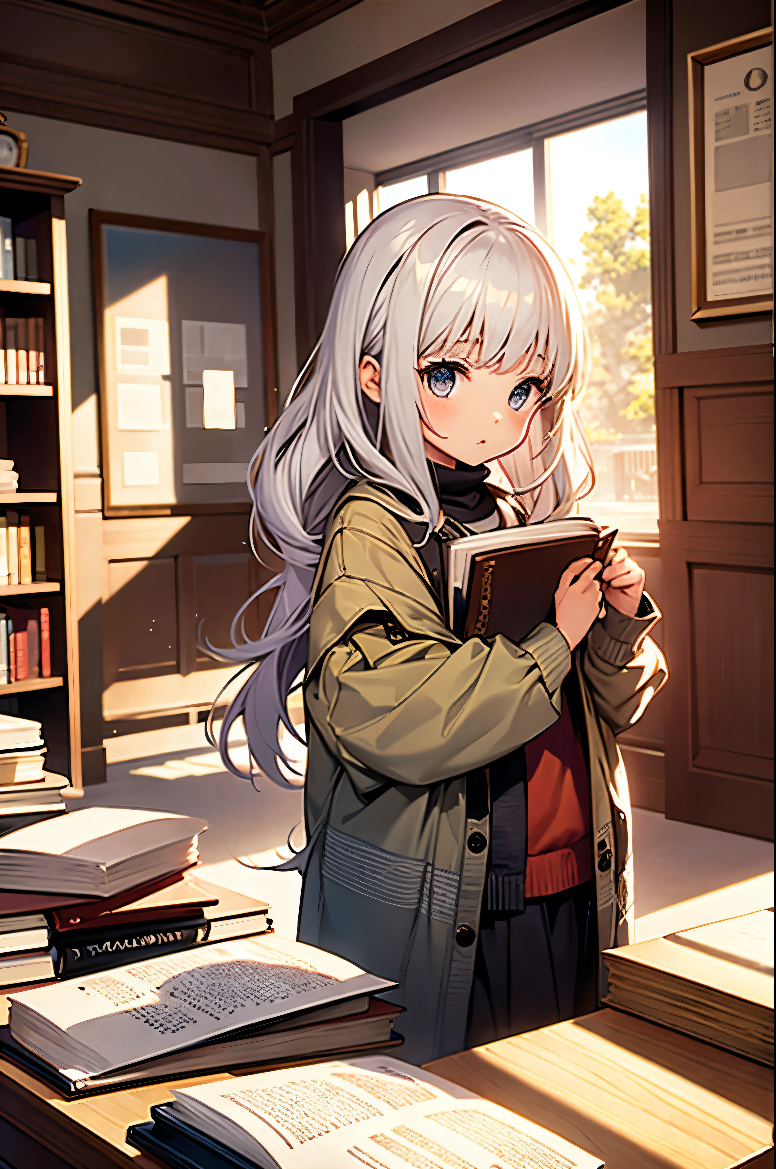 holding a book in the study room