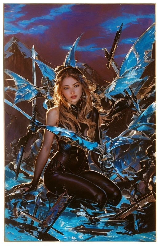 Painting of a woman holding a sword and bow, For Frank, J Scott Campbell, Beautiful line art, by Jorge Jacinto, zenescope, David Boyd, By Pablo Muñoz Gómez, Phil Noto and Rebecca Guay, Fantasy Drawing, J. Scott Campbell, Humberto Castro, By Cesar Andrade Faini, Fantasy coloring
