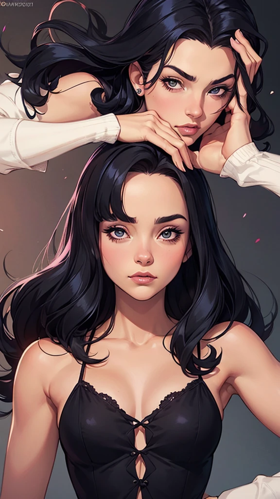 Personagem Christina Ricci cabelo preto estilo Morticia AddamsImagem de desenho animado de uma mulher .cartoon style illustration, estilo de arte dos desenhos animados, estilo de arte dos desenhos animados, digital illustration style, design de personagens altamente detalhado, arte Personagem Christina Ricci cabelo preto estilo Morticia AddamsImagem de desenho animado de uma mulher .cartoon style illustration, estilo de arte dos desenhos animados, estilo de arte dos desenhos animados, digital illustration style, design de personagens altamente detalhado, arte digital detalhada fofa, City fan art, Design de personagens de retrato, beautiful digital illustration, retrato de alta qualidade, Arte em quadrinhos, jovem expressando desejo sexual. Corpo inteiro escultural seios lindos nua