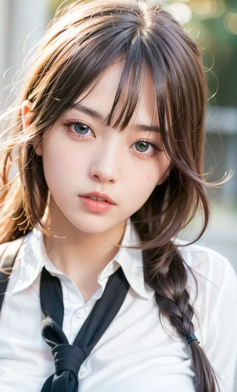 (raw photo:1.2), (photorealistic:1.4), girl, very long hair, random hairstyle, white color hair, blue eyes, beautiful detailed girl, very detailed eyes and face, beautiful detailed eyes, ridiculous, incredibly ridiculous, huge file size, perfect breast, super detailed, high resolution, very detailed, best quality, masterpiece, ((school uniform)), illustration, very detailed, CG, unified, 8k wallpaper, amazing, Fine details, masterpiece, best quality, very detailed CG uniform 8k wallpaper, light on face, cinematic lighting, 1girl, ((dynamic pose)))