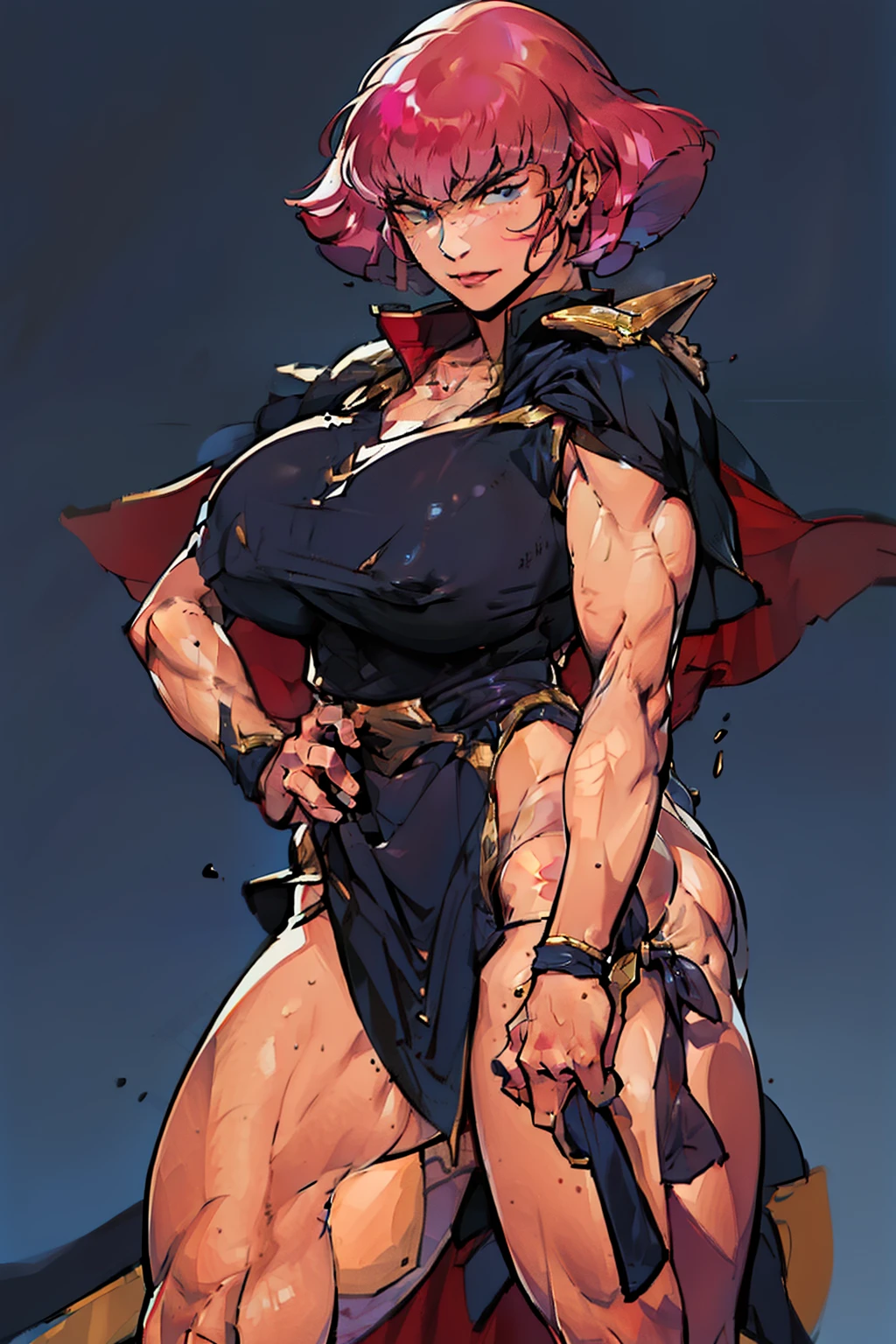 (high resolution, pixel perfect, realistic, gorgeous illustrations), (hyper quality, muste piece, etheric: 1.4), (((solo, 1girl))), (((haman karn))), ((Exquisite face)), ((((Contemptuous)))), (muscular), ((thick thighs)), (((wide hips))), ((Big breasts that are about to burst)), fighter, (((woman))), ((((wh_chi_armor)))), lewd woman, (shiny skin), ((((gleaming skin)))), (((sweat))), simple background,