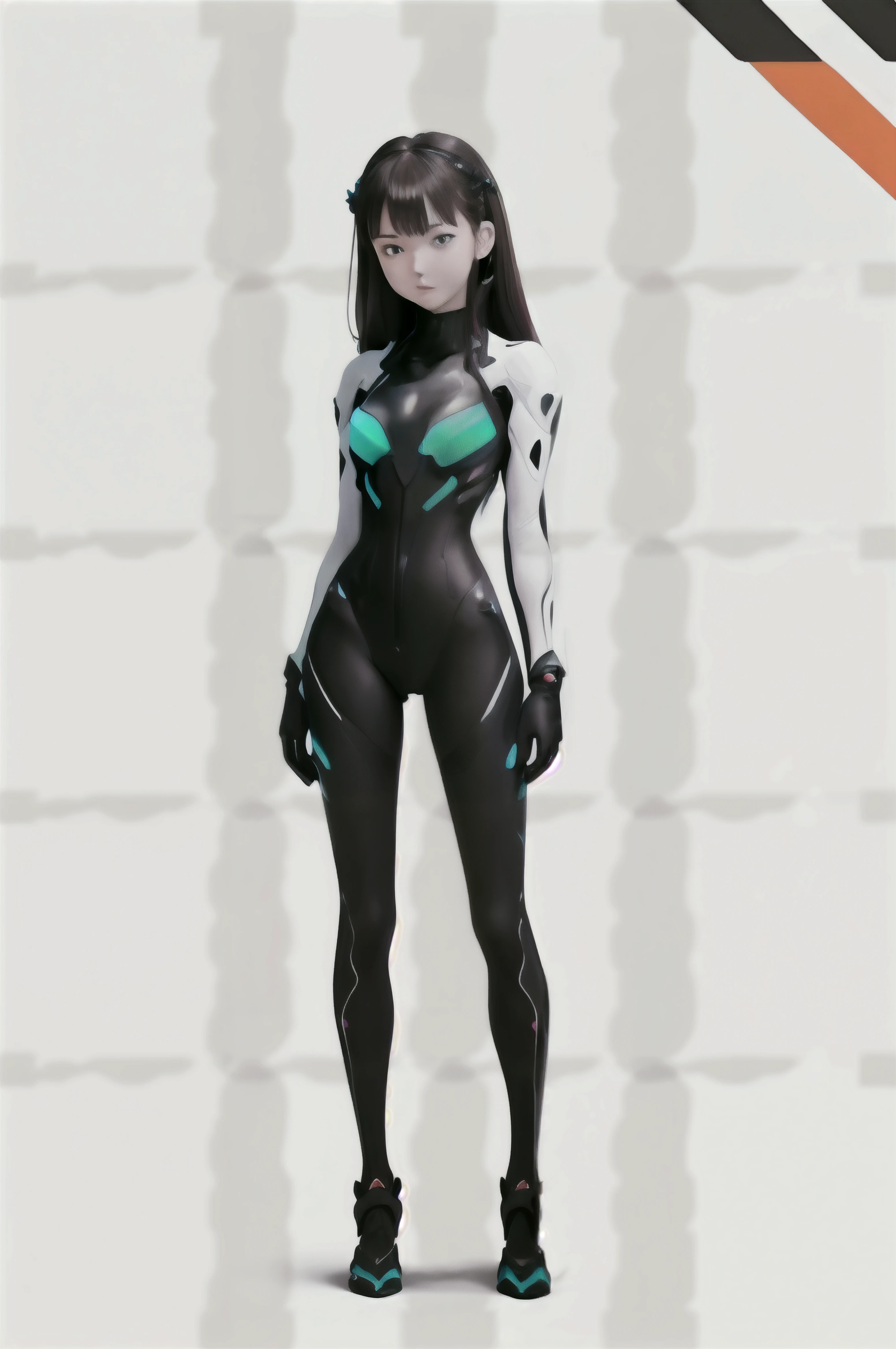 beautiful girl，Black short bob。Full body tights，slim figure，Japan Armor，Thin legs，Straw sandals，Samurai sword