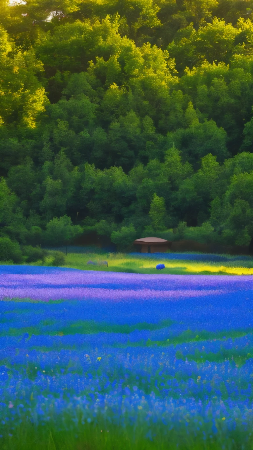 live-action, photo of, A whole field of blue flowers, meadows , large grasslands