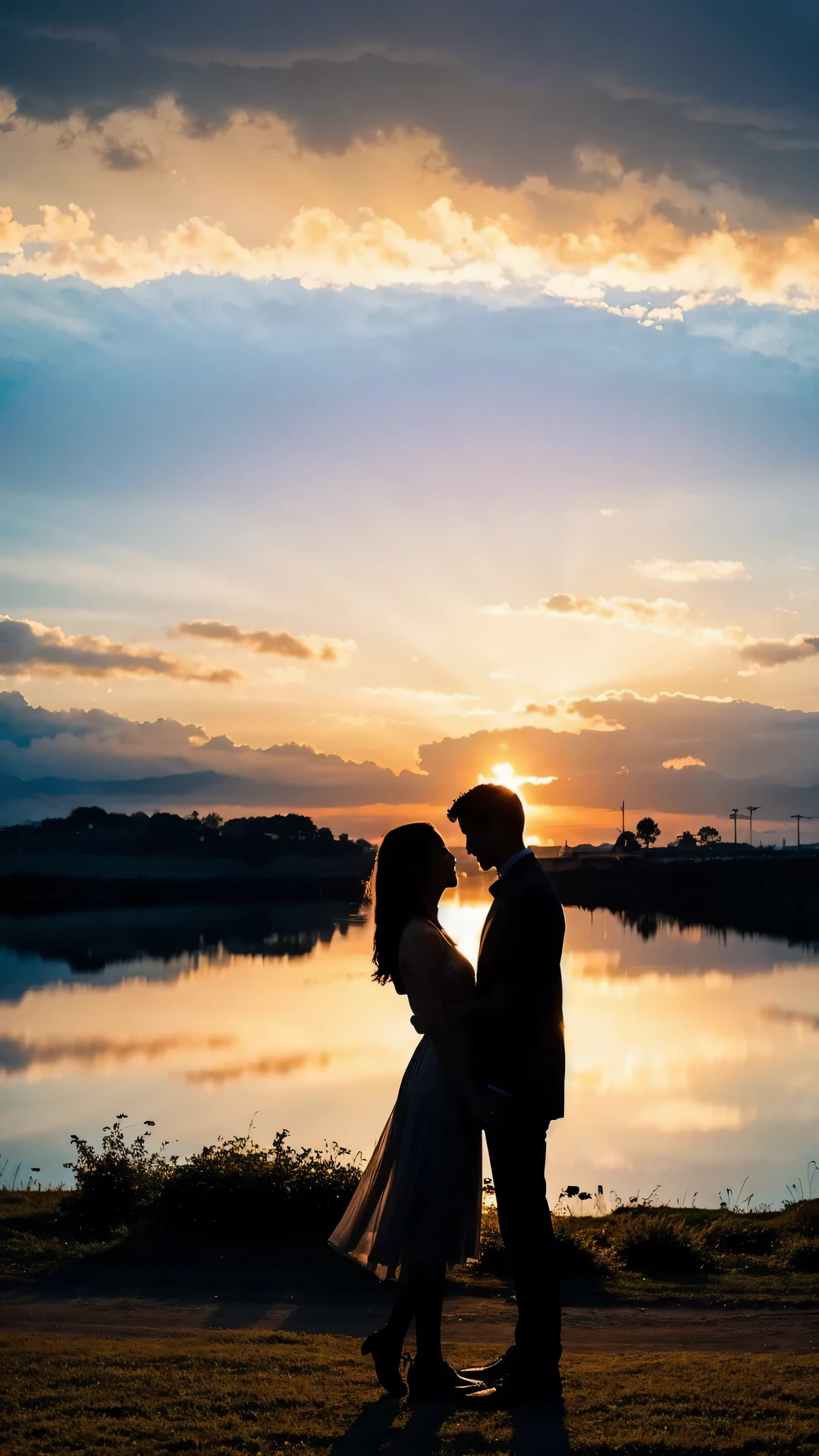 magic hour Sky Couple beautiful silhouette Romantic Spectacular views