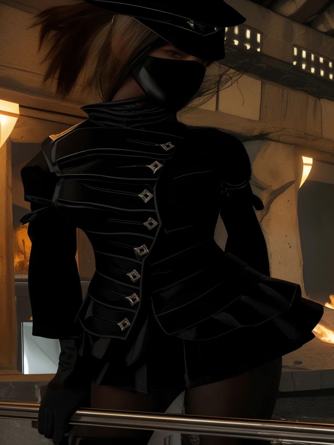 there is a woman dressed in black standing in front of a fireplace, pale Armadura Negra, sharp Armadura Negra, camisa preta por baixo da armadura, armadura preta brilhante, sharp edged Armadura Negra, Armadura Negra, sharp sleek edged Armadura Negra, wearing Armadura Negra, armadura de placa preta, Armadura de couro preto, Armadura Negraed uniform, armadura pesada de obsidiana negra, armadura pesada preta