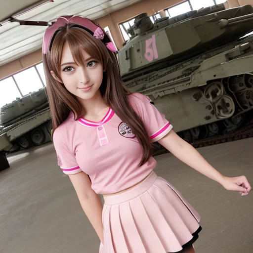 Black Eye,Brown Hair,Bronze Hair,Pink clothes,Pink Skirt,Nishizumi Maho,Girls&Panzer,