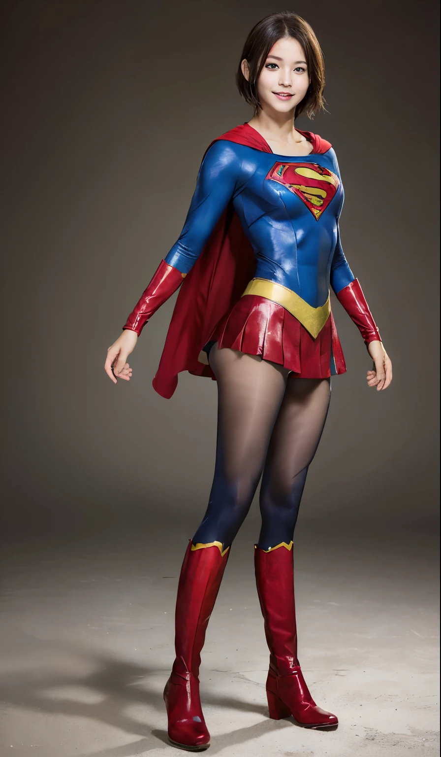 No background、(((Beautiful legs in black tights.)))、(((Legally express the beauty of your smile)))、((((Make the most of your original images)))、(((Body-fitting Supergirl costume)))、(((Supergirl Costume)))、(((Short beautiful hair)))、(((suffering)))、(((Please wear black tights....、Wear red boots)))、((Best image quality、8k))、((highest quality、8k、masterpiece:1.3))、(((Preserve background )))、Sharp focus:1.2、Beautiful woman with perfect figure:1.4、Slim Abs:1.2、Wet body:1.5、Highly detailed face and skin texture、8k